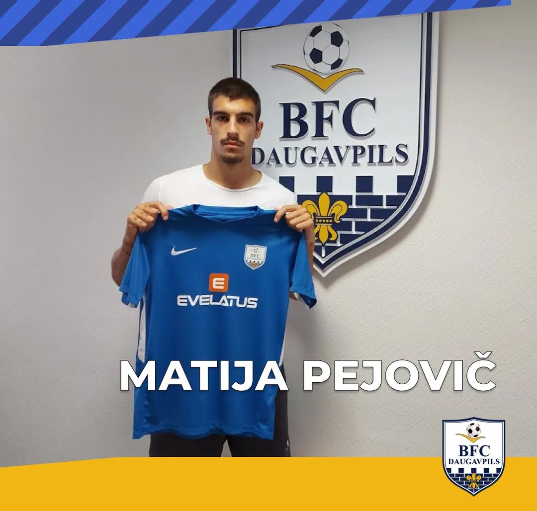 DaugavpilsBFC's tweet photo. Komandas rindas papildina Melnkalnes aizsargs Matija Pejovič! Spēlētājs sezonu sāka Melnkalnes čempionātā, bet tagad tiks īrēts no @RigaFC_Official! https://t.co/eTwmBxkfyp