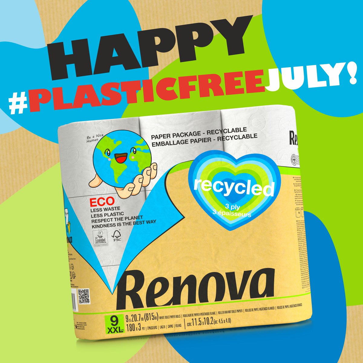 wellbeingworld's tweet photo. Chegou o #PlasticFreeJuly! A Renova trabalha para que sejamos conscientes até nas situações mais simples do quotidiano.
A gama #Recycled é feita totalmente #SemPlastico, e com embalagens também de papel reciclável. Se nós não mudarmos nada, nada mudará! 🌏🌳♻️ https://t.co/NumSQwo6fy