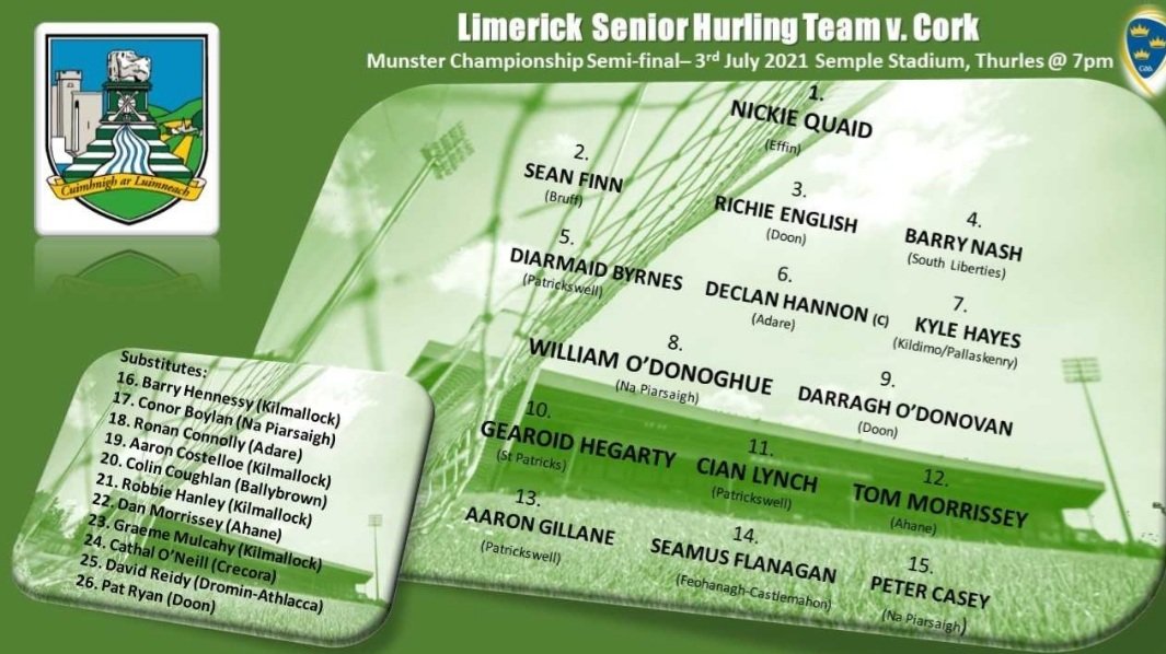 DoonGaaClub's tweet image. Doon GAA Want To Wish Richie, Darragh, Pat, Barry &amp;amp; All The Senior Hurlers And Management The Very Best Of Luck Against Cork This Saturday.