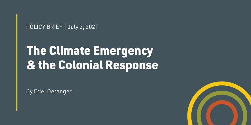 In the midst of an unprecedented "heat dome" Eriel Deranger considers Canada's colonial responses to the climate crisis - structurally excluding Indigenous people - and advocates for a future defined by genuine inclusion and Indigenous leadership:

yellowheadinstitute.org/2021/07/02/cli…