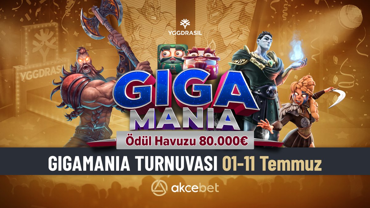 #Yggdrasil Gigamania Turnuvası ile birbirinden güzel ve kazandıran slot oyunları ile rakiplerinizi nakavt edin! 💪

Ödülleri kazanan siz olun!🪙🌈

Giriş için: heylink.me/Akcebet/