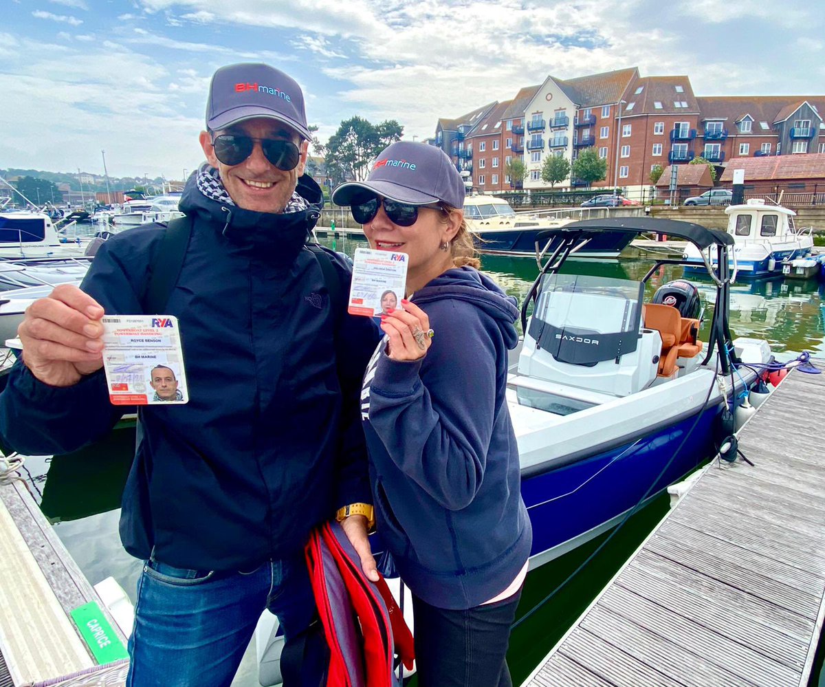 Well done to Mel and Royce on passing their power boat level 2 with us. Best comedy combo to date. Brilliant fun. Thank you. #rya #powerboating #yachtmaster #weymouth #portland #boatlife #dorset #saxdor200