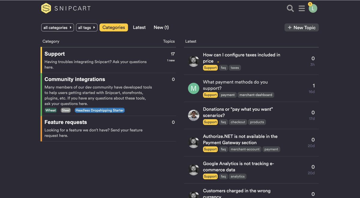 We are introducing our support forum. 🎉

A new place to ask questions and share your knowledge with the Snipcart community.

Have a look! 👀

support.snipcart.com