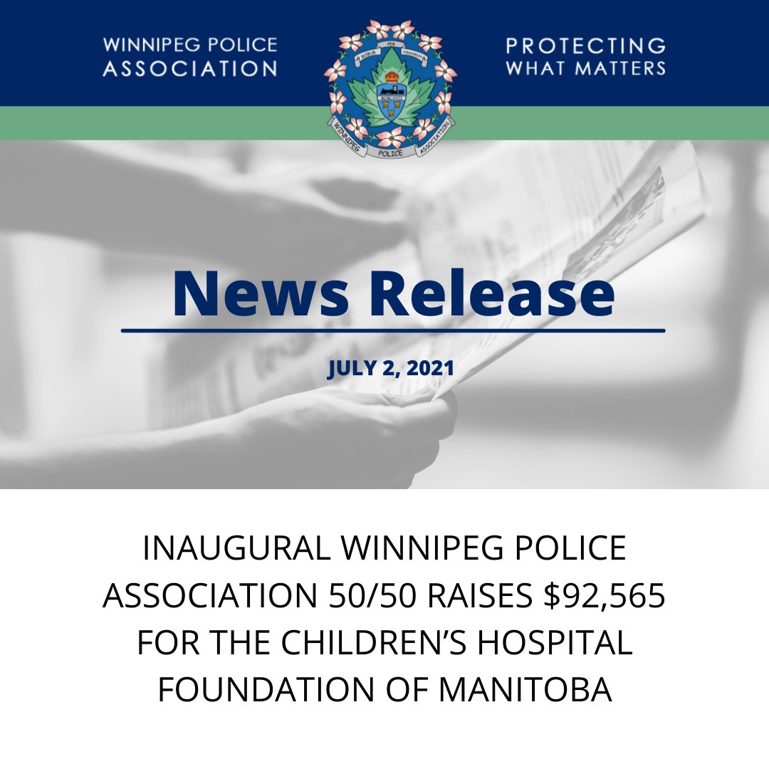 We're pleased to announce the inaugural Winnipeg Police Association 50/50 has raised $92,565 for  <a href="/CHFManitoba/">Children's Hospital Foundation of Manitoba</a>, and we are excited to share that the winner <a href="/WPGPoliceCU/">WPCU</a> has also announced they are donating their winnings back to <a href="/CHFManitoba/">Children's Hospital Foundation of Manitoba</a>! winnipegpoliceassociation.ca/news/109-inaug…