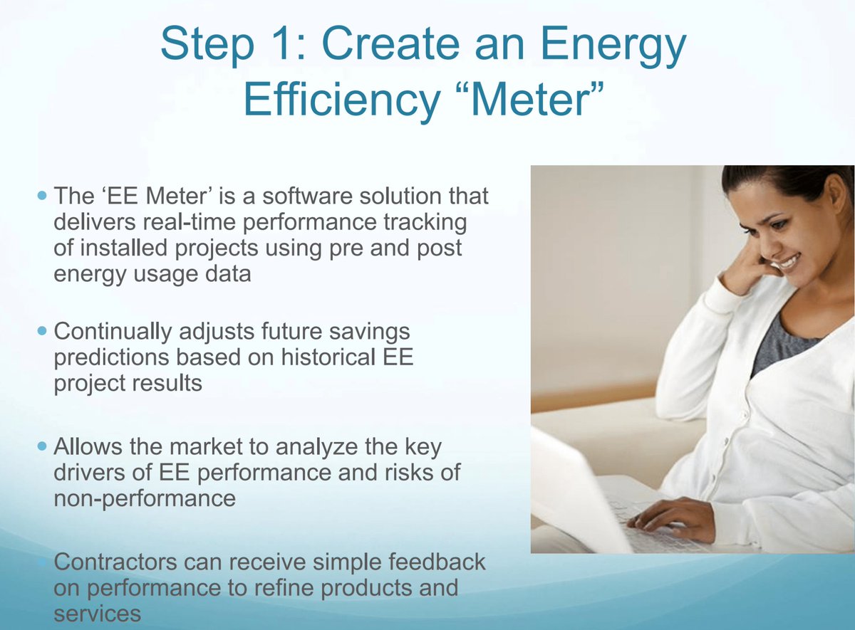 This is the first slide, predating the CalTRACK process, that introduced the wild idea of an energy efficiency 'meter.'

We have come a rather long way!