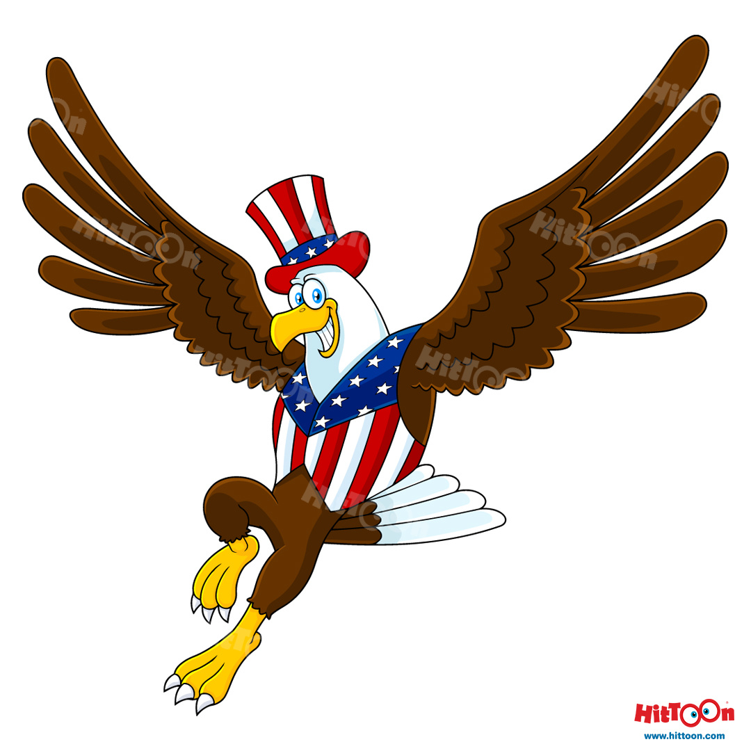 Patriotic Eagle Cartoon Character Flying🗽🦅 🇺🇸 . . . . #american #animal  #bald #bird #cartoon #celebration #character #drawing #eagle #flag #force  #freedom #graphic #illustration #independence #hittoon #holiday #mascot  #nation #national #patriot ..., image size:1080x1080