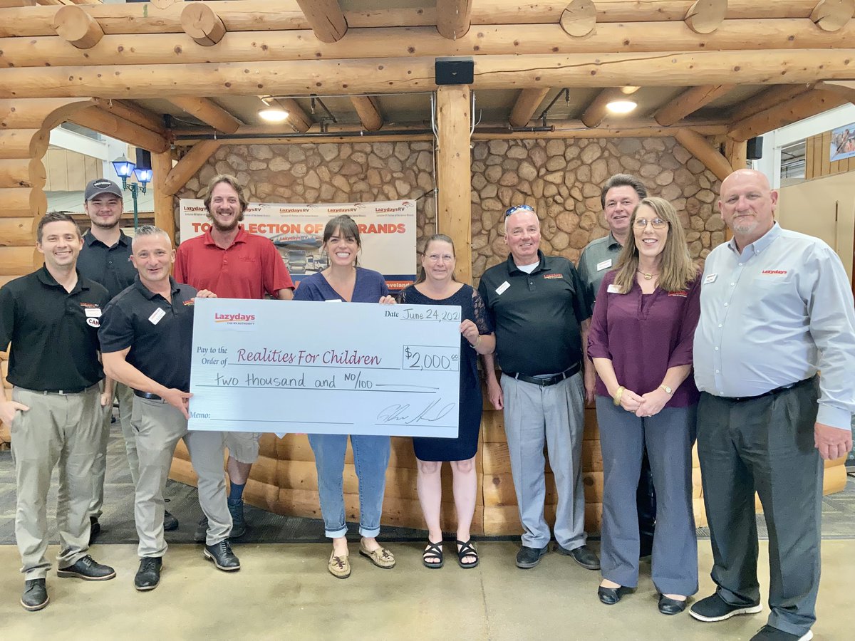 realitiesfc's tweet photo. HUGE thank you to @Lazydays RV for their generosity! They presented us with a donation, raised by all of their employees! Thank you for supporting our local children in need. β€οΈ
#realitiesforchildren #communitypartners #lazydaysrvjohnstown https://t.co/mIVoJVAWug