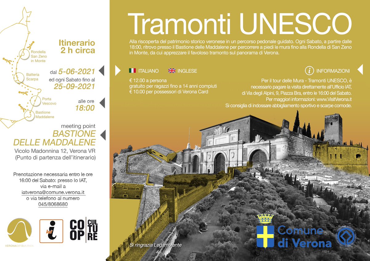 Tour delle Mura - Tramonti Unesco 
Il sabato dell’’#estateveronese #VisitVerona <a href="/TurismoVeneto/">Visit Veneto</a>