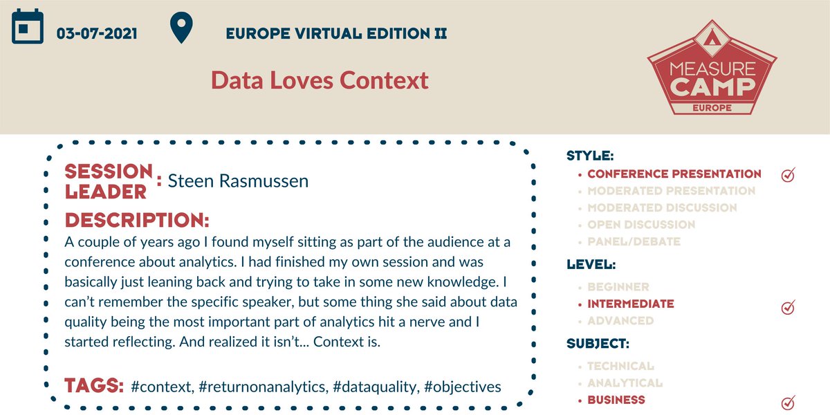 Session cards for #MeasureCamp Europe keep get submitted with <a href="/strasm/">Steen Rasmussen</a> joining the party. He will be presenting his opinion that the most important part of analytics is Context. Also on how many ice-creams he sold yesterday...