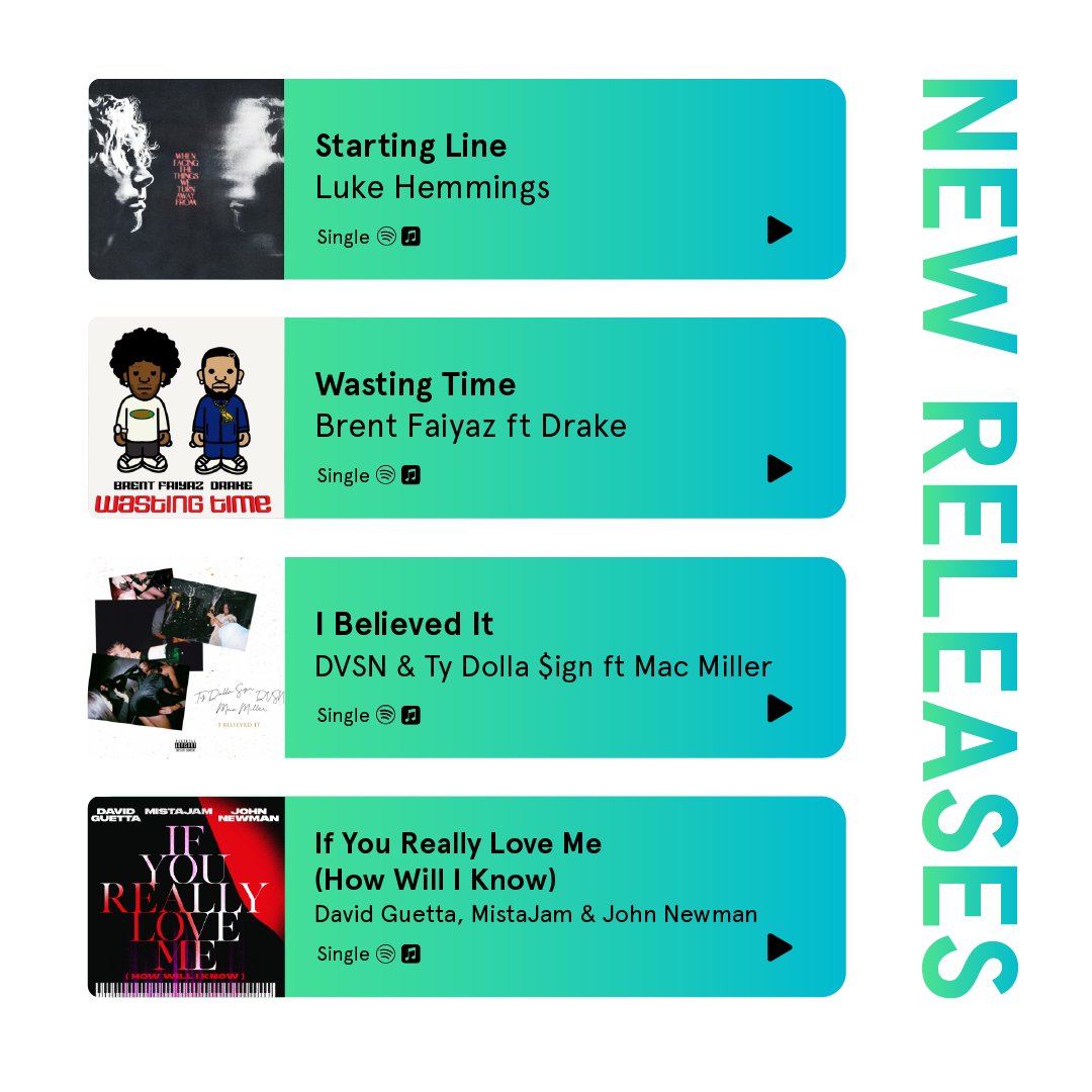 bopdropofficial's tweet image. It’s New Music Friday! We're loving these singles from Luke Hemmings, Brent Faiyaz ft. Drake, DVSN &amp;amp; Ty Dolla $ign, and David Guetta! What are you spinning over the holiday weekend?? 🎧 🎵  💿 

#lukehemmings #brentfaiyaz #drake #dvsn #macmiller #davidguetta #mistajam #johnnewman