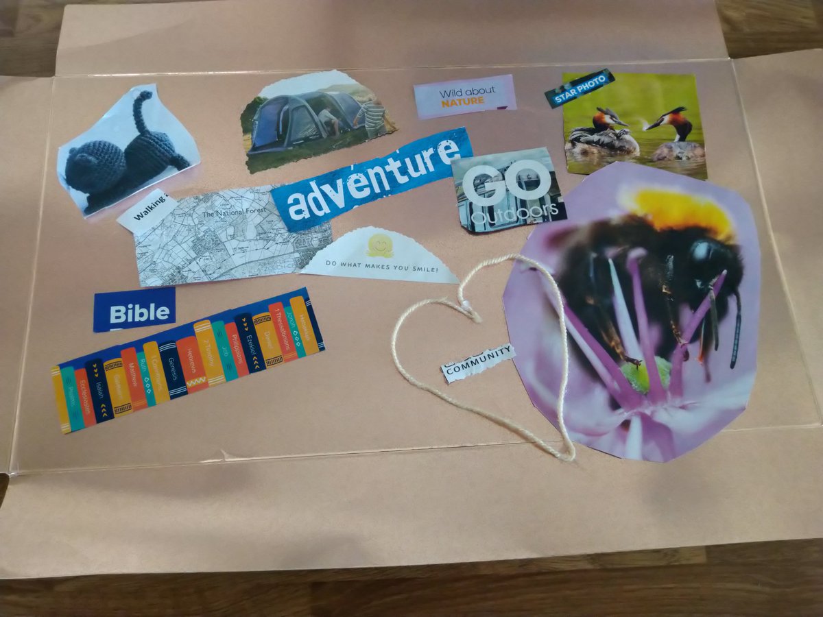 Ruth_Hawley's tweet photo. Another year, another collage from todays teaching & experiential learning about #OnlineGroups in #OTprocess. Time and resource limitations definitely influenced the finished product but this is my before and after #MOHOScrapbook focused on interests. https://t.co/uc2FK8rup1