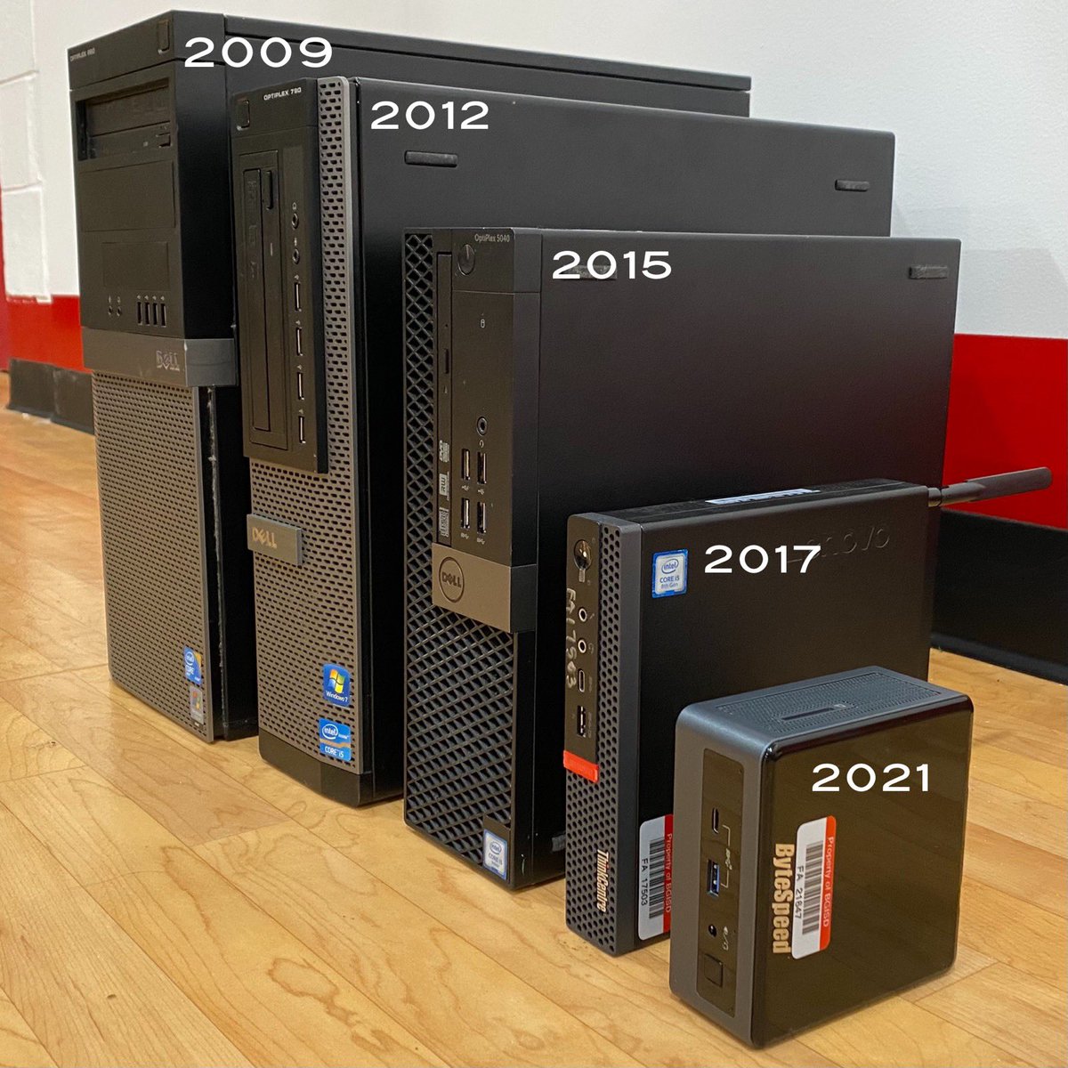 MsMarcumBGISD's tweet image. This week was “out with the old” 📠💾📟 so we can put in the new!  🖥 Check out the museum of tech below! Some teachers jumped straight from 👴🏼 to 👶🏻, with our new “teenies” on the back of every new panel!💪🏻 #TechCrossFit #upgrade #TechIsWorthTheEffort #BGISD