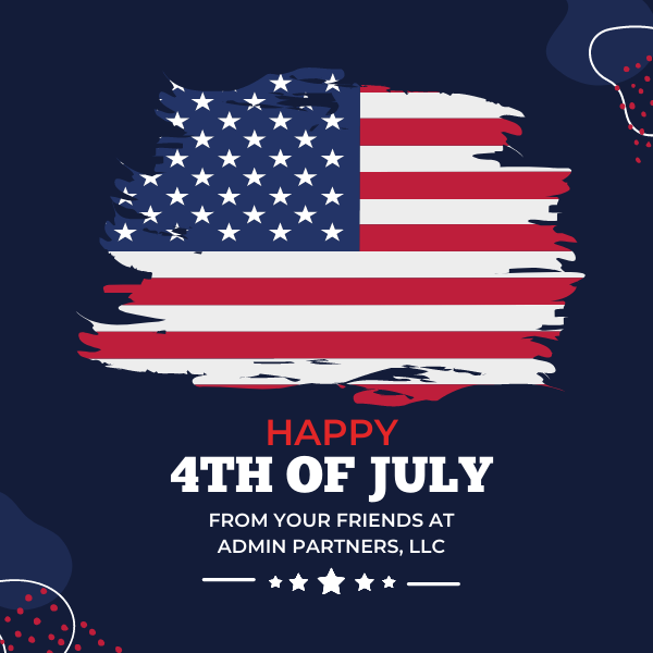 AdminPartners's tweet photo. Happy 4th of July weekend from ADMIN Partners! In observance of the holiday, our office will be closed on Monday, July 5th 2021. We will be back to our normal business hours on Tuesday, 7/6/2021. Have a great weekend everyone! 
#july4th #4thofjuly #holiday #weekend #adminpartners https://t.co/d2zWaqWccC