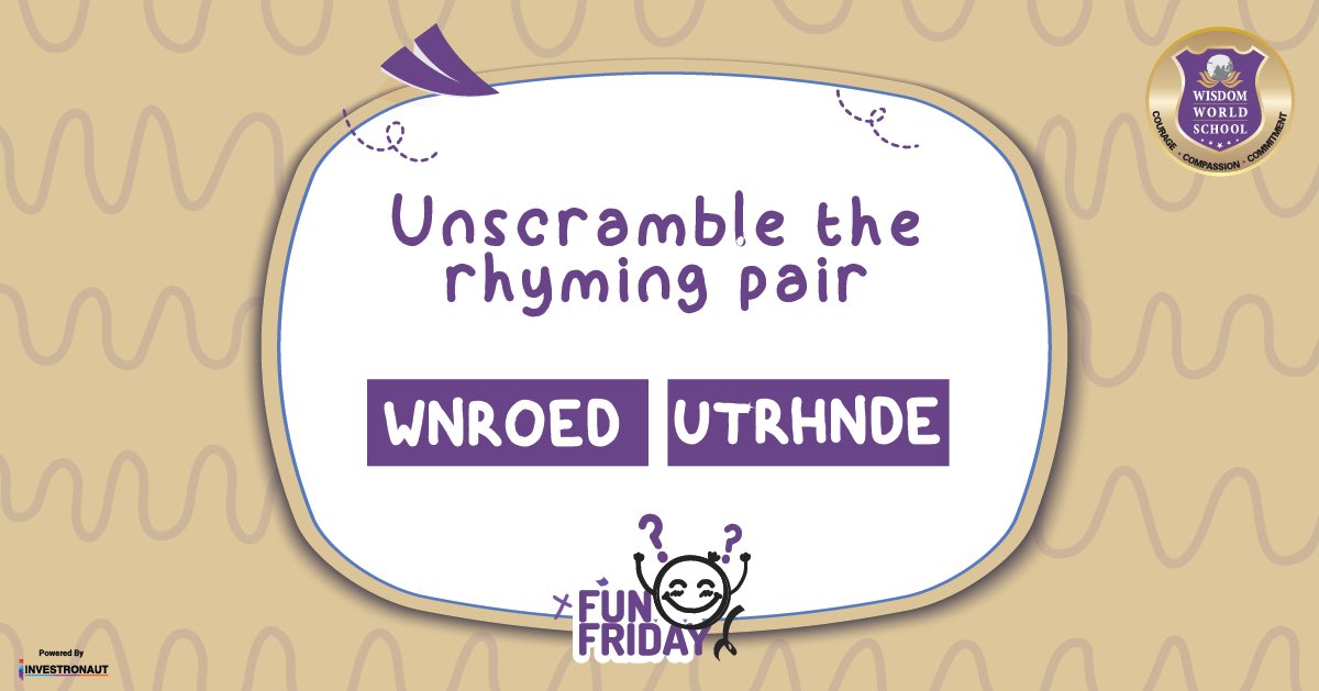 WorldPune's tweet image. #brainteasers #funfriday #puzzlefriday #unscrambletheword #friday #fridayword #WWS #icse #icseboard #wakad #hadapsar