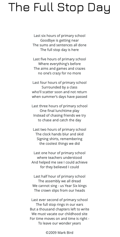 dreambeastpoems's tweet photo. #TheFullStopDay is getting near, inspired by leaving teaching and missing the final hours of Year 6's goodbye to primary. But more by me missing my own last day of primary school in 1979. Then what happens in 2021? Our Year 6 bubble closes! Read the story: https://t.co/zlr1yGehfH https://t.co/ISLlNs1GCg