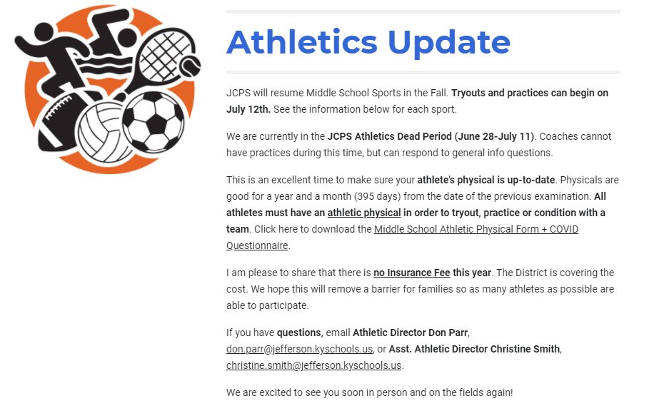 CrosbyMiddle's tweet image. Check out our Summer Edition newsletter Fall Sports info!
Cross Country👟 Volleyball 🏐 Field Hockey 🏑 Football 🏈 Lacrosse 🥍 Basketball 🏀 and more!
bit.ly/CCSummer2021

@AthleticsCrosby