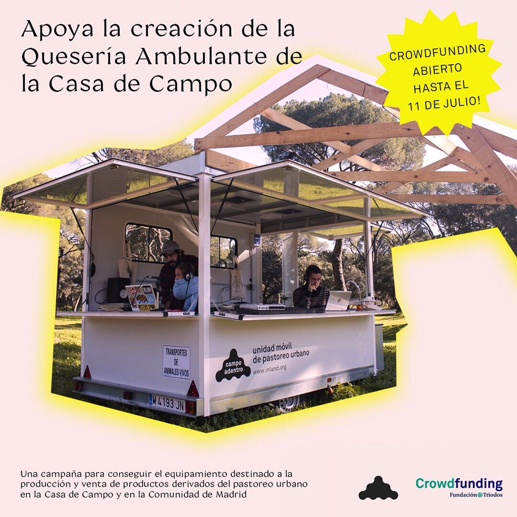 🐑 ¡Hola!Necesitamos tu apoyo al crowdfunding (premiado por  Triodos) 💪🏼 Ultima semana!
🥛🧀 Si llegamos a 3000€ equipamos nuestra *Quesería Ambulante de Casa de Campo* 🚐Ayuda a lograr *la primera quesería aula  móvil de nuestro pais!! 📲
Más info. ➡️ bit.ly/3jKbc4a