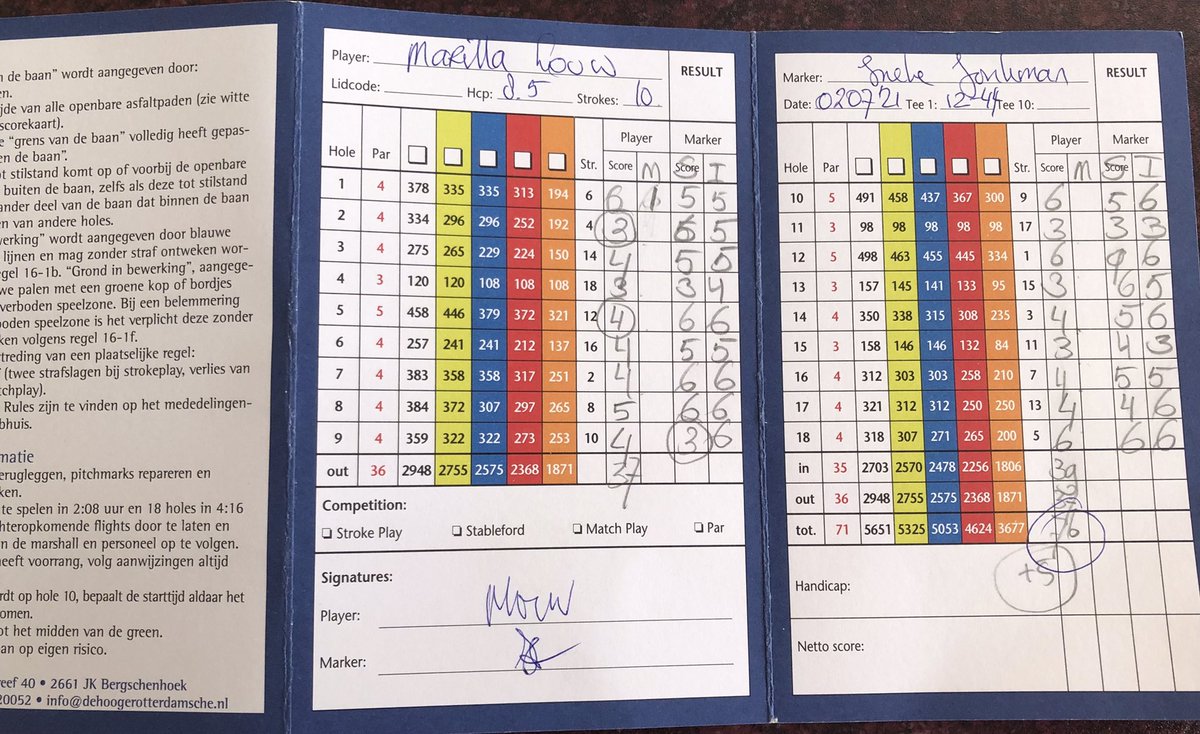 Wow, best round of golf EVER!  @dehoogerotterdamsche 
Met dank aan Ineke en @SannieDH68 voor de support.
En natuurlijk Jelle @golfschooldehoogerotterdamsche voor de put-les vorige week!