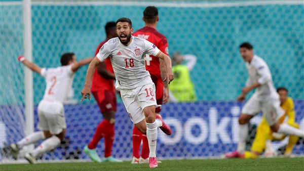 بوابة الوفد الشوط الأول.. إسبانيا تتقدم على سويسرا بهدف جوردي ألبا اسبانيا سويسرا