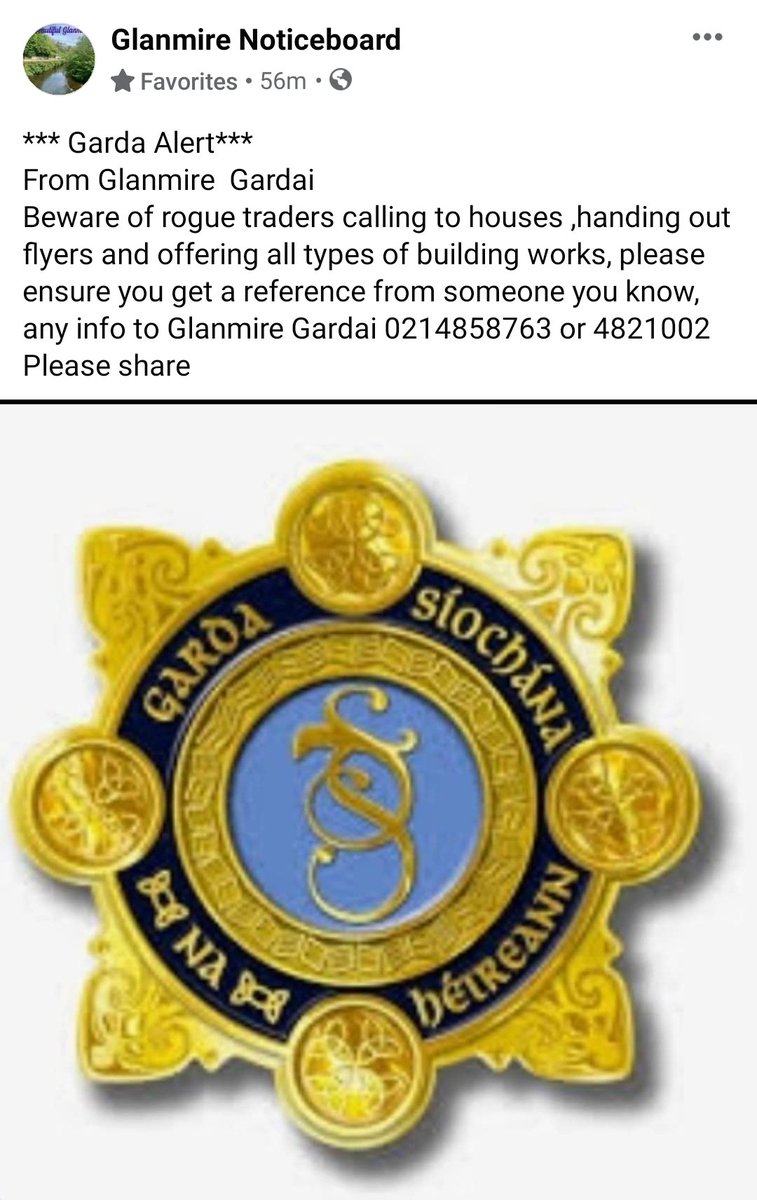 Glanmire noticeboard (@gnbcork) on Twitter photo From Gardai !!! Please share. <a href="/gardainfo/">Garda Info</a> <a href="/GardaTraffic/">An Garda Síochána</a> <a href="/gardarep/">GRA</a> <a href="/GlanmireCU/">Glanmire & District Credit Union</a> <a href="/ParishGlanmire/">Glanmire Parish</a> <a href="/glanmireladies/">Glanmire LGFC</a> <a href="/sarscamogie/">Sars Camogie Club</a> <a href="/GCCcork/">glanmirecc</a> <a href="/SarsfieldsCork/">Sars</a> <a href="/ErinsOwn_GAA/">Erins Own GAA</a> <a href="/glanmirechamber/">Glanmire Chamber</a> <a href="/padraigosull/">Pádraig O'Sullivan TD</a> <a href="/oliver_moran/">Oliver Moran</a> <a href="/jmaher0/">Cllr. John Maher</a> <a href="/Joekavanaghcork/">Cllr. Joe Kavanagh</a> @kennethnoflynn From Gardai !!! Please share. <a href="/gardainfo/">Garda Info</a> <a href="/GardaTraffic/">An Garda Síochána</a> <a href="/gardarep/">GRA</a> <a href="/GlanmireCU/">Glanmire & District Credit Union</a> <a href="/ParishGlanmire/">Glanmire Parish</a> <a href="/glanmireladies/">Glanmire LGFC</a> <a href="/sarscamogie/">Sars Camogie Club</a> <a href="/GCCcork/">glanmirecc</a> <a href="/SarsfieldsCork/">Sars</a> <a href="/ErinsOwn_GAA/">Erins Own GAA</a> <a href="/glanmirechamber/">Glanmire Chamber</a> <a href="/padraigosull/">Pádraig O'Sullivan TD</a> <a href="/oliver_moran/">Oliver Moran</a> <a href="/jmaher0/">Cllr. John Maher</a> <a href="/Joekavanaghcork/">Cllr. Joe Kavanagh</a> @kennethnoflynn