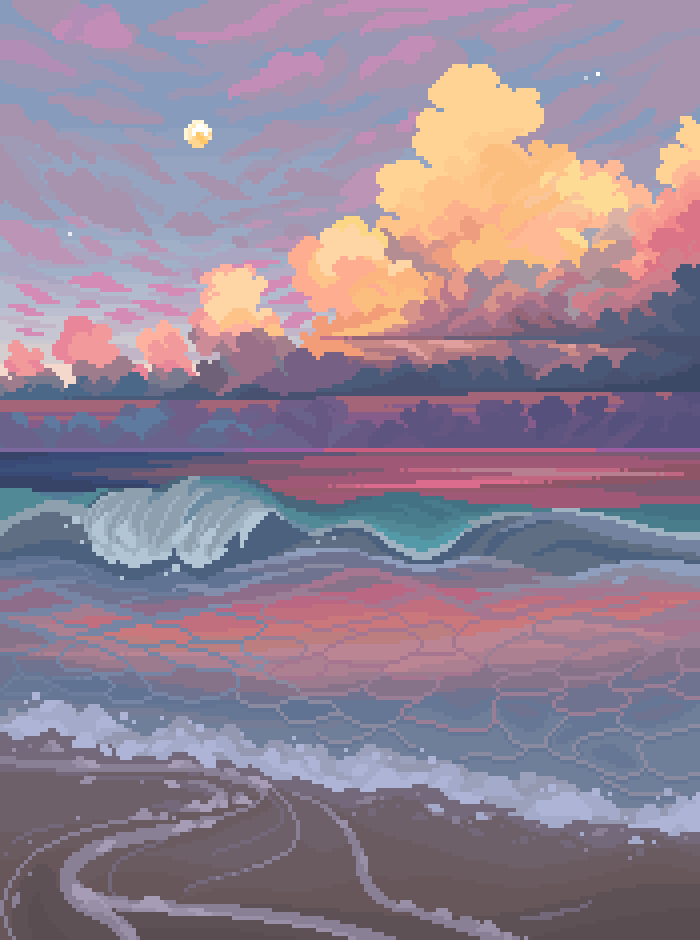 16pxl's tweet photo. sea of dreams 💗💜🌊 https://t.co/3Wmw1zqMjg