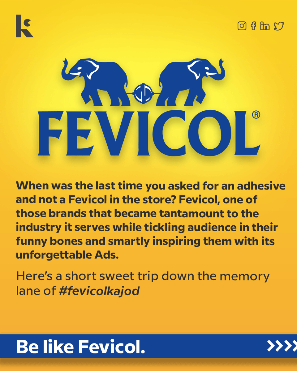 KraftConcept's tweet photo. @StuckByFevicol has been a brand that has retained and even got better with its creativity over the decades. Here is an ode to this “betod jod”
#Kraftconceptmarketing #fevicolkajod #mazbootjod #funfriday #branding #digitalmarketing #fridaymood #marketing #brandhumour https://t.co/490iqbeR8P