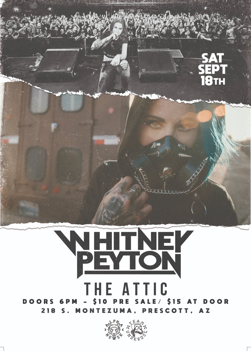 Just Announced!!

Come check out firecracker lyricist <a href="/WhitneyPeyton/">Whitney Peyton</a> LIVE at The Attic in Prescott, Arizona Saturday, September 18th! 

*TIX ON SALE NOW

eventbrite.com/e/whitney-peyt…