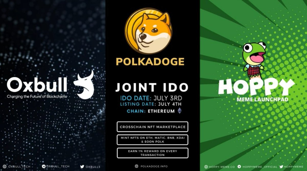 Oxbull5's tweet photo. Next up, Our Next Rapid IDO!! 

@polkadogee on Ethereum.
 
IDO to start 3rd July, Listing and Launch on the 4th July at approximately 1630UTC.

Read more about it: 
https://t.co/9SsbN7ItiC

Join Us:
https://t.co/dkzGiSVqTE
https://t.co/2n9pV10CnV
$OXB $PDOGE https://t.co/J3FvAP9ezu