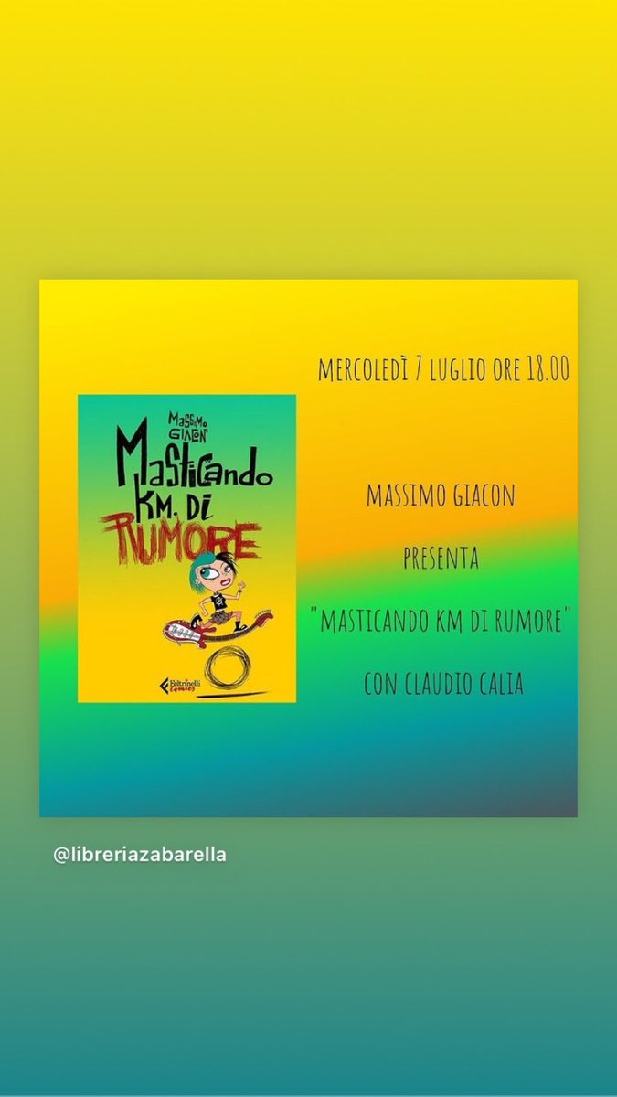 Mercoledì 7 Luglio  in Piazza Gasparotto a Padova , alle 18.30 prima presentazione di Masticando km di Rumore per Yucca festival, con Claudio Calia e Libreria Zabarella. Live! Finalmente! Feltrinelli Comics