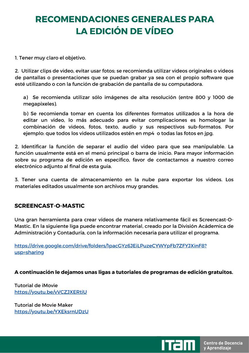 ¿Tienes dudas sobre cómo editar tu vídeo? Tenemos unos consejos para ti. No olvides revisar la convocatoria completa en: cda.itam.mx/concurso-eco1