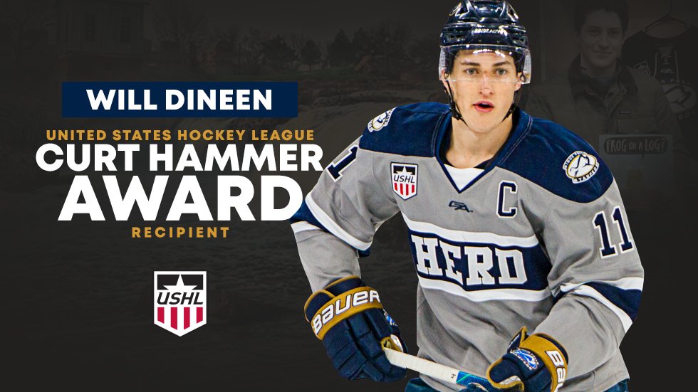 Congratulations to Stampede forward Will Dineen on earning the @USHL 2021 Curt Hammer Award! The award is presented to a player who distinguishes himself both on and off the ice by demonstrating outstanding performance, leadership and determination. 📰 bit.ly/3hbCDSY