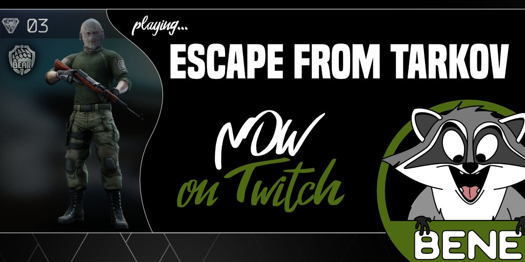 geek_bene's tweet photo. So auf geht's, los geht's wir spielen wieder Tarkov! Wer Lust und Laune hat schaut im Stream vorbei. Ich freue mich auf einen unterhaltsamen Abend! #EscapefromTarkov #TwitchStreamers #twitchstreaming #RunForYorLife https://t.co/z7XsooeJ09