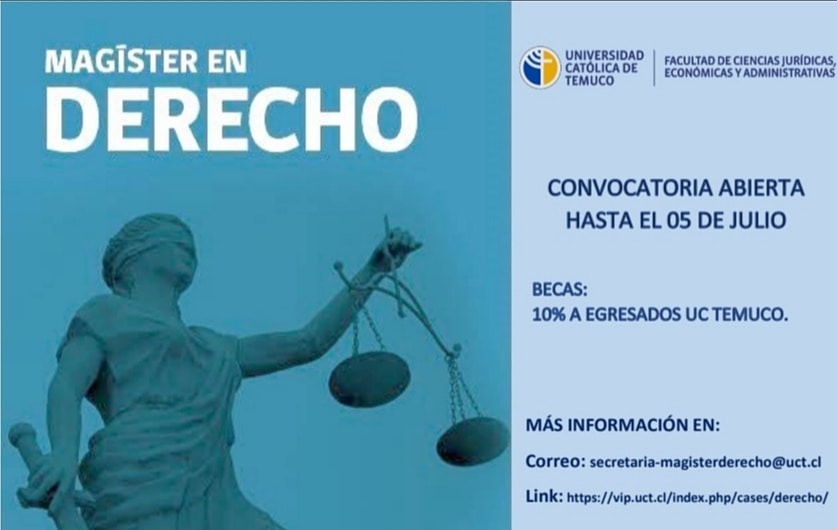 ExtDerechoUCT's tweet photo. 📢 MAGISTER EN DERECHO
CONVOCATORIA ABIERTA HASTA EL 05 DE JULIO. https://t.co/ZUsJHzIokB