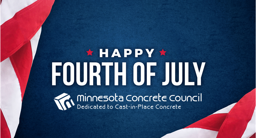 MNConcCouncil's tweet photo. The Minnesota Concrete Council will be closed Monday, July 5 in recognition of the Fourth of July holiday.  #fourthofjuly #starsandstripes  #fireworks https://t.co/g8qaUKBBhS