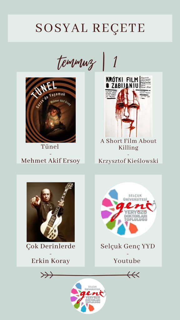 "Sosyal reçetemizde bu hafta"
📚🎬🎶📱