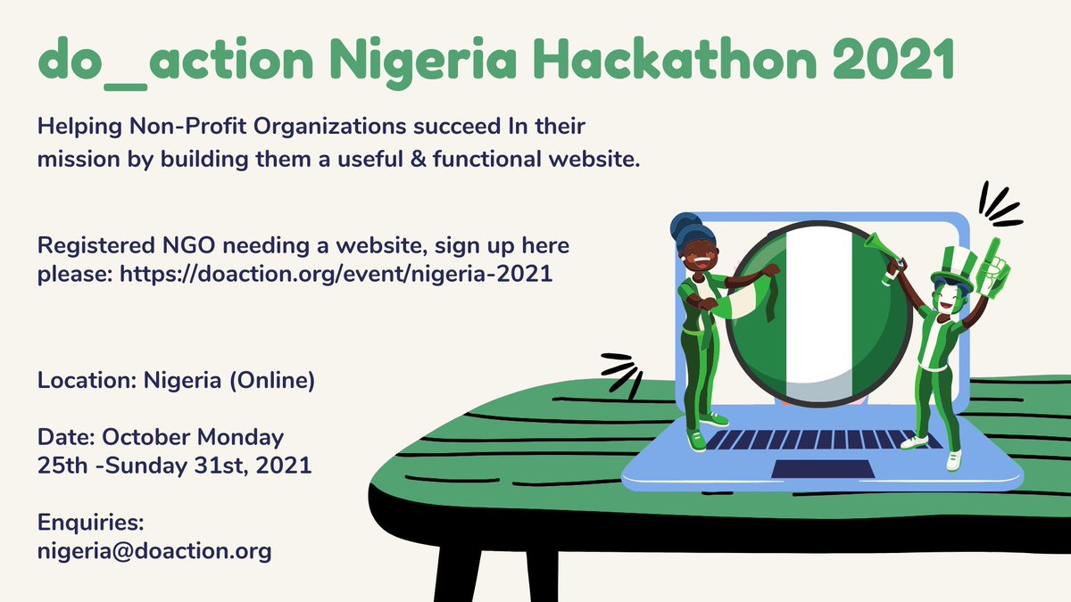 Stay tuned!

Registered NGOs will be able to apply soon!

#WordPress #doactionNigeria2021 #doaction