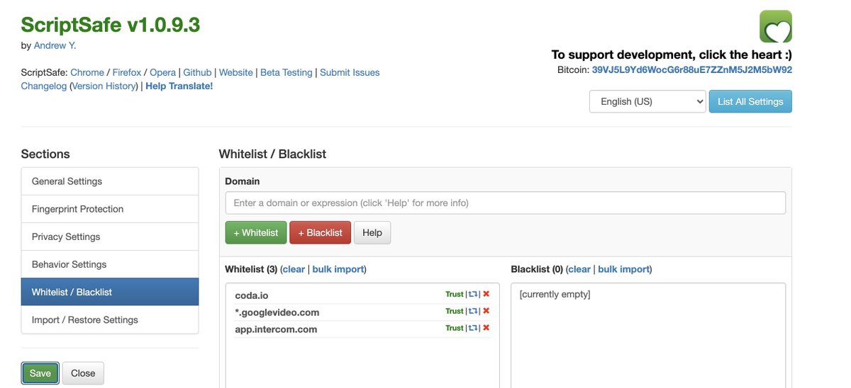 GehaniNeil's tweet image. .@coda_hq - one of the problems is getting Coda to work reliably on @Google #Chrome. Our SRE solved the problem. Install #ScriptSafe and make coda.io a trusted domain. Although, I wish they would use &quot;Allow List&quot; and &quot;Deny List&quot;