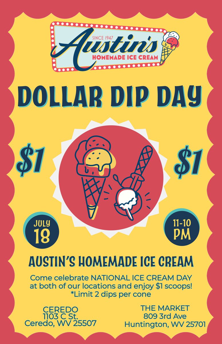 Austins_Market's tweet photo. DOLLAR DIP DAY IS BACK! Stay turned for the music line-up coming out next week!!! https://t.co/ffSIzVN7w4