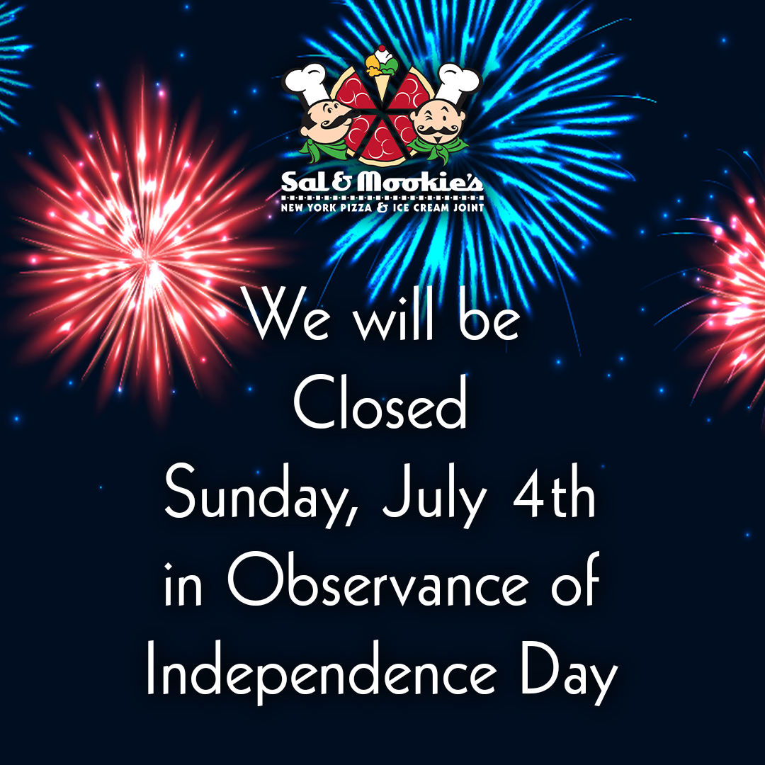 Quick Announcement: 
We will be closed this Sunday, July 4th in observance of Independence Day. 

#salandmookies #Happy4thofJuly #WeWillBeClosedJuly4th