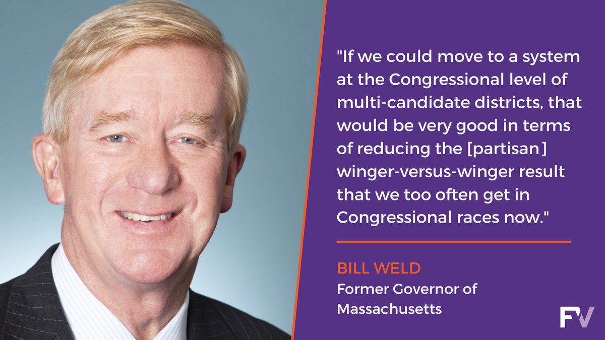 . @GovBillWeld believes multi-winner #RankedChoiceVoting can help reduce polarization in American politics.