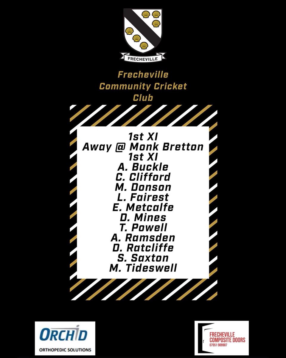 frechevilleccc's tweet photo. Here are your teams for this weekends fixtures!! 

Saturday sides looking to bounce back this week after a disappointing outing last time. 

Good luck to all involved, let’s get at it! 

#seashells🐚 #YCSPL #MDCL #cricket #sheffield https://t.co/NEv1ewklxl