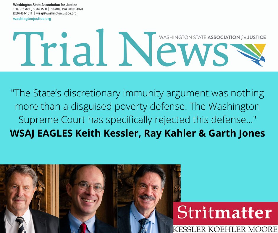 WSAJ EAGLES Keith Kessler, Ray Kahler & Garth Jones of @StritmatterLaw deconstruct a highway-design case: ow.ly/xIxR50FnUXz
#TrialNews #highwaydesign #highwaysafety #stritmatterlaw  #WSAJ