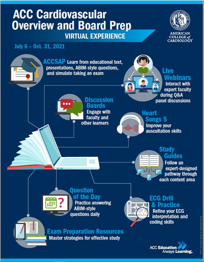 Greg Hundley (@greghundleymd) on Twitter photo ⏰ It’s not too late to register for <a href="/ACCinTouch/">American College of Cardiology</a> CV Overview & Board Prep Virtual Experience! From 7/6 to 10/31, participants will unlock 130 modules of text, 600 case-based questions, and customized #ACCSAP study guides. bit.ly/3tZav9s
<a href="/DrJMarine/">Joseph Marine</a> <a href="/EstherSHKimMD/">Esther Kim</a>
#ACCEd ⏰ It’s not too late to register for <a href="/ACCinTouch/">American College of Cardiology</a> CV Overview & Board Prep Virtual Experience! From 7/6 to 10/31, participants will unlock 130 modules of text, 600 case-based questions, and customized #ACCSAP study guides. bit.ly/3tZav9s
<a href="/DrJMarine/">Joseph Marine</a> <a href="/EstherSHKimMD/">Esther Kim</a>
#ACCEd