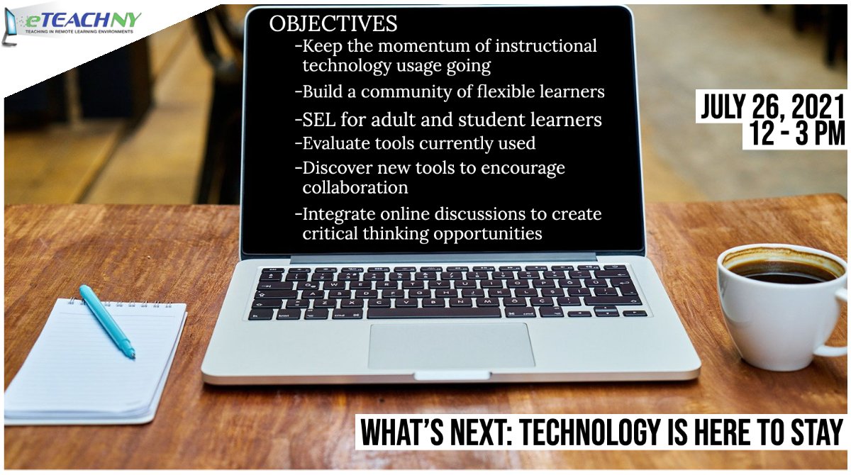 eTeachNY's tweet photo. During the past year, teachers have gained immense skills in order to facilitate learning in various environments. On 7/26, we'll help teachers to determine which remote learning tools can work just as effectively during in-person learning.💻Register at https://t.co/s96anS0vD5! https://t.co/TePCBQaryF