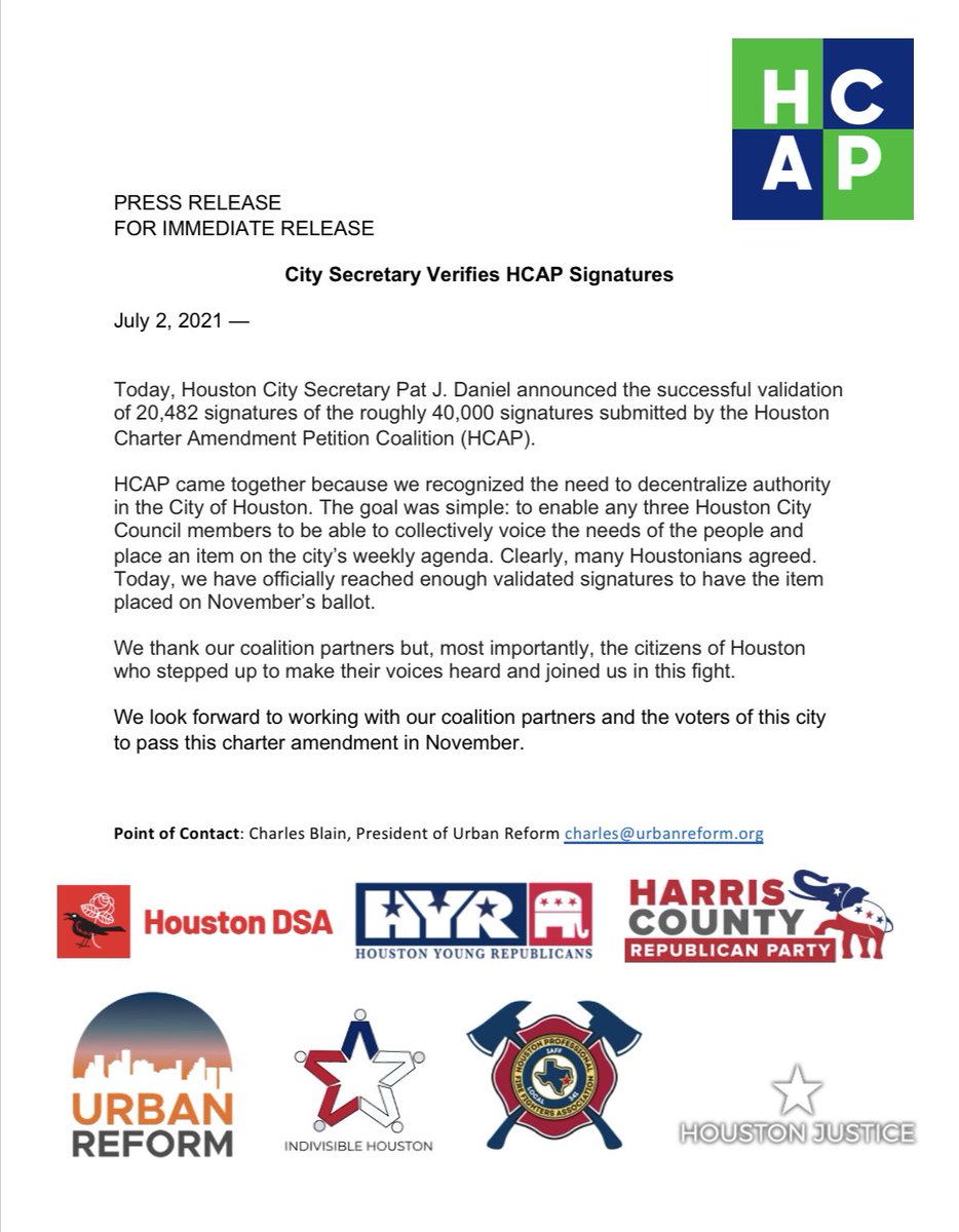 Thank you to our <a href="/HCAPCoalition/">Houston Charter Amendment Petition Coalition</a> partners and thank you to the residents of Houston! 

See y’all in November!