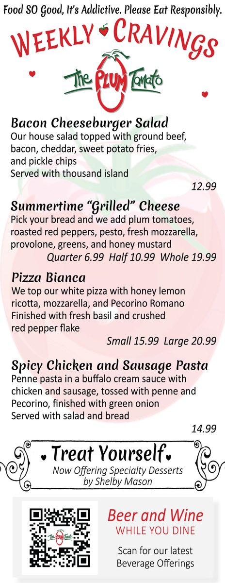 We're gearing up for this Holiday Weekend with a brand new #weeklycravings menu and Firework Cupcakes! Please come visit us anytime except Sunday July 4th, we'll be closed to enjoy the holiday :)
.
.
.
#theplumtomato #itsaddictive #foodislove #getinmybelly #colchesterct