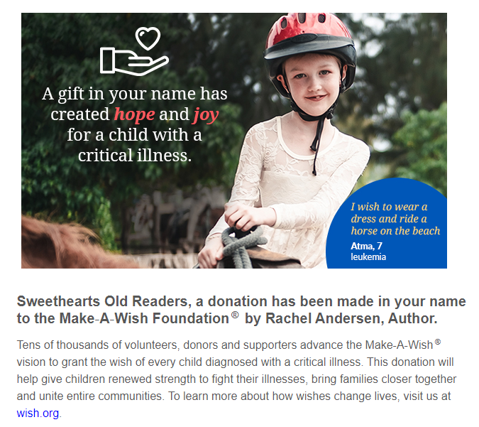 Thanks for joining in the Sweet Romance for a cause promo!