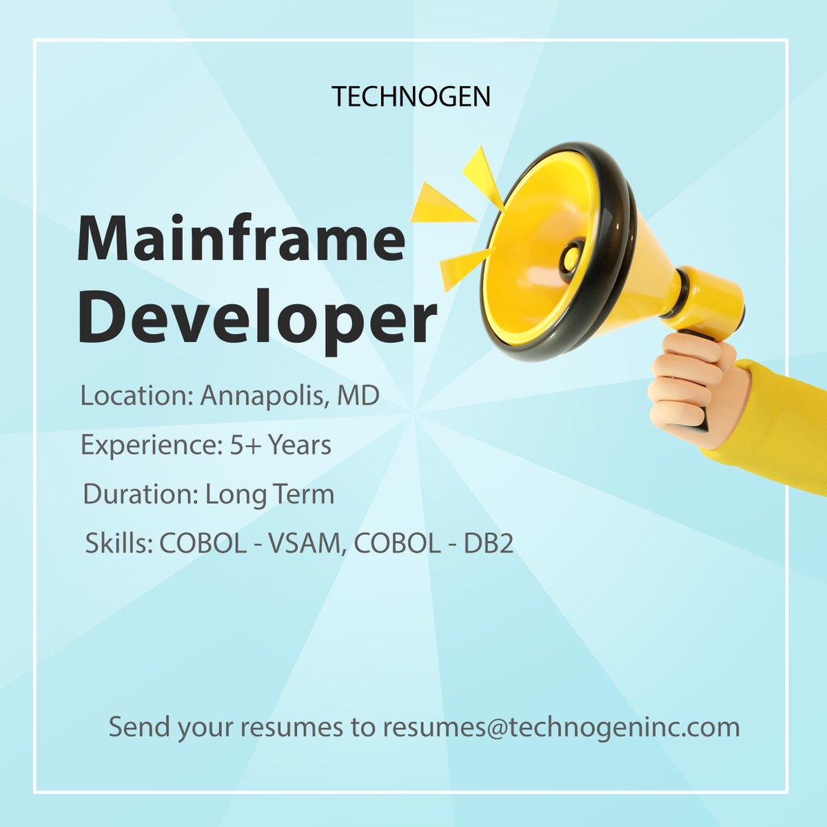 Technogenin's tweet image. We have opened a job for #MainFrameDeveloper and started #hiring via our website. Apply using the link to get fast response from our team or please share this job with your network.
technogeninc.com/vacancies?job_…
#Job #Hiring #Technogen #MainFrame #Developer #COBOL #staffing