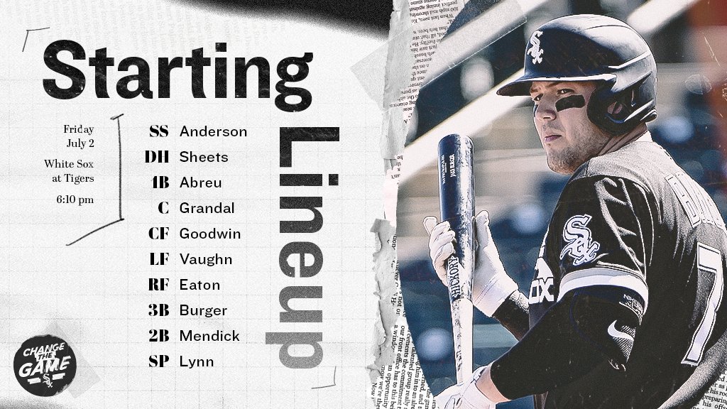 whitesox's tweet photo. Tonight's #WhiteSox starters at Comerica Park.

⏰: 6:10 p.m. CT
📺: @NBCSChicago 
📻: @ESPN1000 https://t.co/qmzWGAD1xx