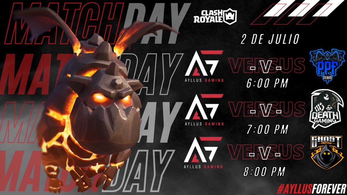 AyllusGaming's tweet image. #CR | ¡MATCH DAY!

🏆 | @LDReSports
🆚 | #TeamPPF
🗓 | J4
🕒 | 18:00🇵🇪

🏆 | @UefaClash
🆚 | @deathgaming_1
🗓 | J2
🕒 | 19:00🇵🇪

🏆 | @Inkarri_Cup
🆚 | @GhostOrange1
🗓 | 8vos
🕒 | 20:00🇵🇪

Triple jornada donde iremos con hambre de victoria🙌🏽

#GoAyllus #AyllusForever